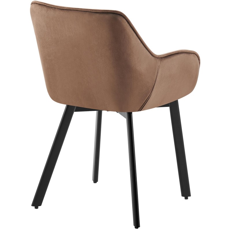 Juego de 2 sillas de comedor Antigo de terciopelo marrón