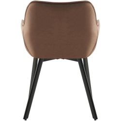 Juego de 2 sillas de comedor Antigo de terciopelo marrón