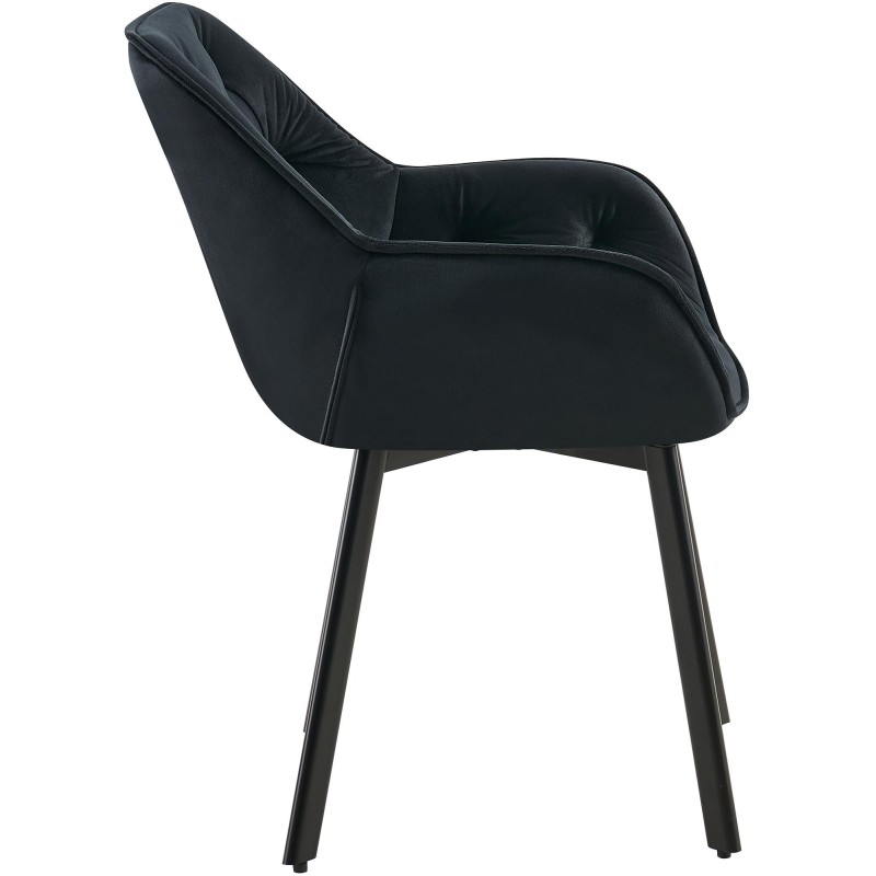 Juego de 2 sillas de comedor Antigo en terciopelo negro