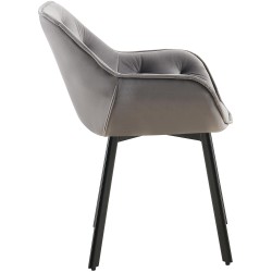 Juego de 2 sillas de comedor Antigo de terciopelo gris oscuro
