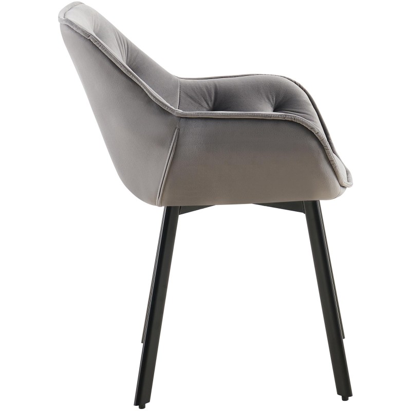 Juego de 2 sillas de comedor Antigo de terciopelo gris oscuro