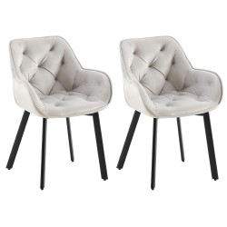 Juego de 2 sillas de comedor Antigo de terciopelo gris