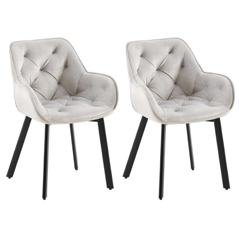 Juego de 2 sillas de comedor Antigo de terciopelo gris