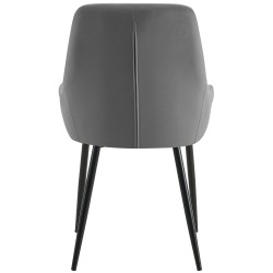 Juego de 2 sillas de comedor Elmira en terciopelo negro y gris oscuro