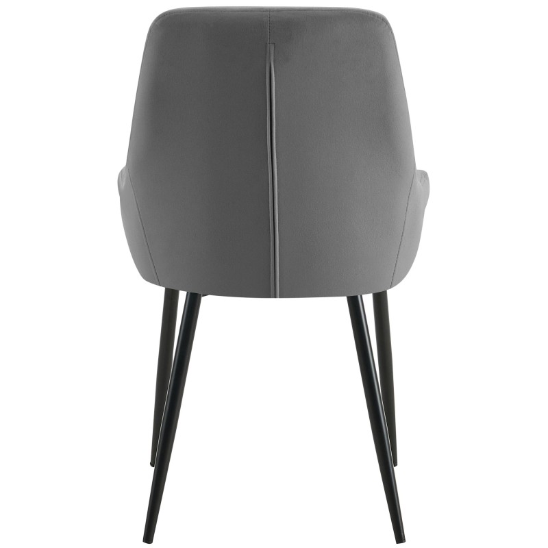 Juego de 2 sillas de comedor Elmira en terciopelo negro y gris oscuro