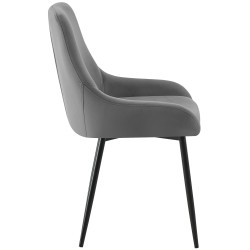 Juego de 2 sillas de comedor Elmira en terciopelo negro y gris oscuro