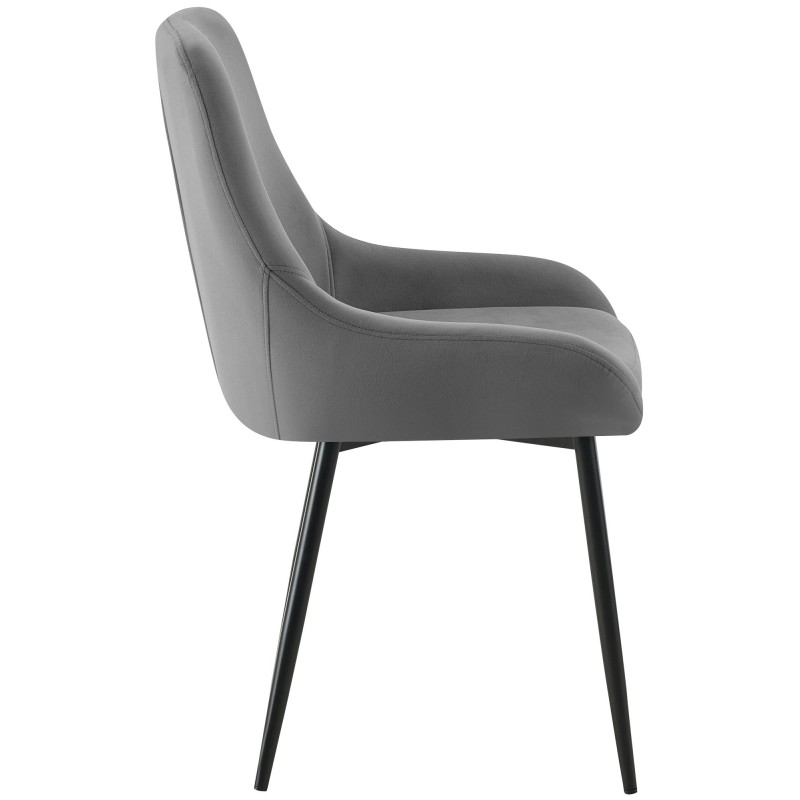 Juego de 2 sillas de comedor Elmira en terciopelo negro y gris oscuro