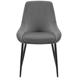 Juego de 2 sillas de comedor Elmira en terciopelo negro y gris oscuro