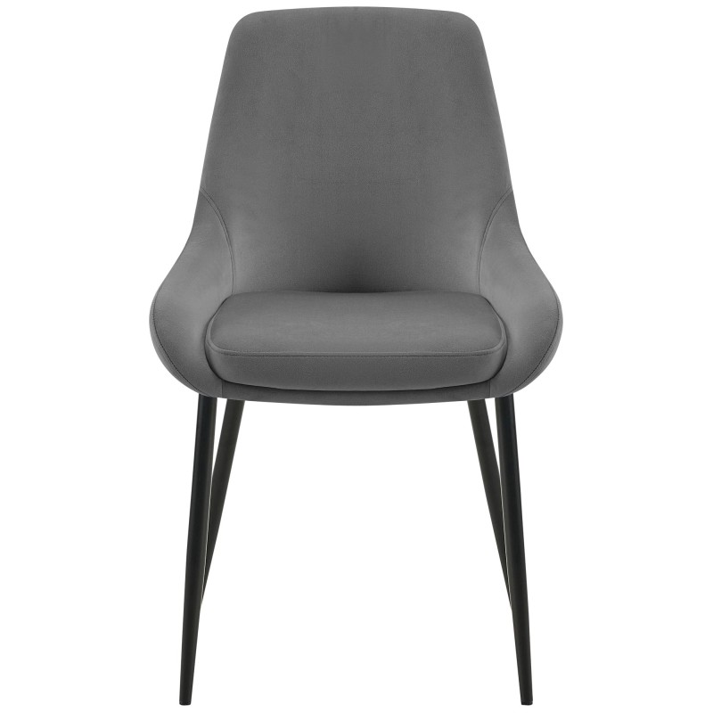 Juego de 2 sillas de comedor Elmira en terciopelo negro y gris oscuro