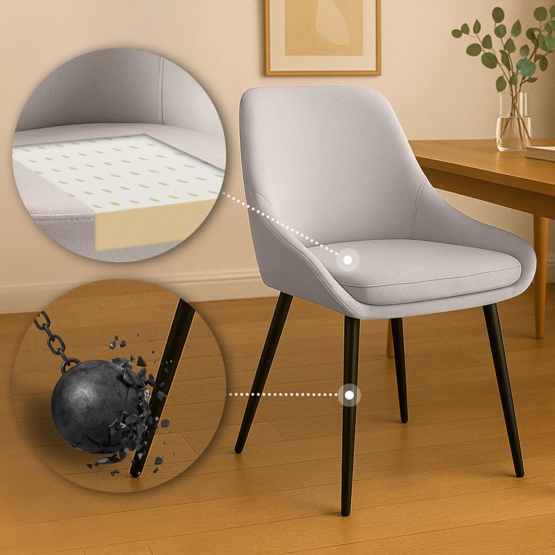 Juego de 2 sillas de comedor Elmira en terciopelo negro y gris