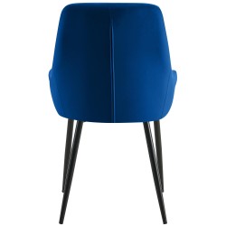 Juego de 2 sillas de comedor Elmira en terciopelo negro y azul oscuro