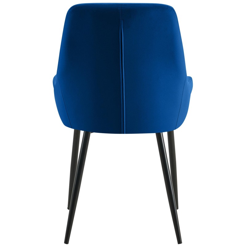 Juego de 2 sillas de comedor Elmira en terciopelo negro y azul oscuro