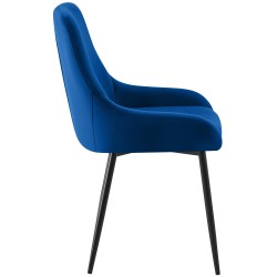Juego de 2 sillas de comedor Elmira en terciopelo negro y azul oscuro