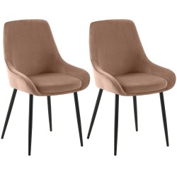 Juego de 2 sillas de comedor Elmira en terciopelo negro y marrón