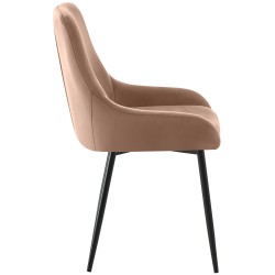 Juego de 2 sillas de comedor Elmira en terciopelo negro y marrón