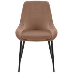 Juego de 2 sillas de comedor Elmira en terciopelo negro y marrón