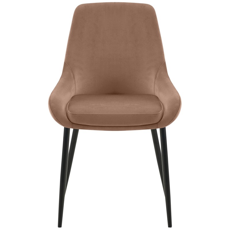 Juego de 2 sillas de comedor Elmira en terciopelo negro y marrón