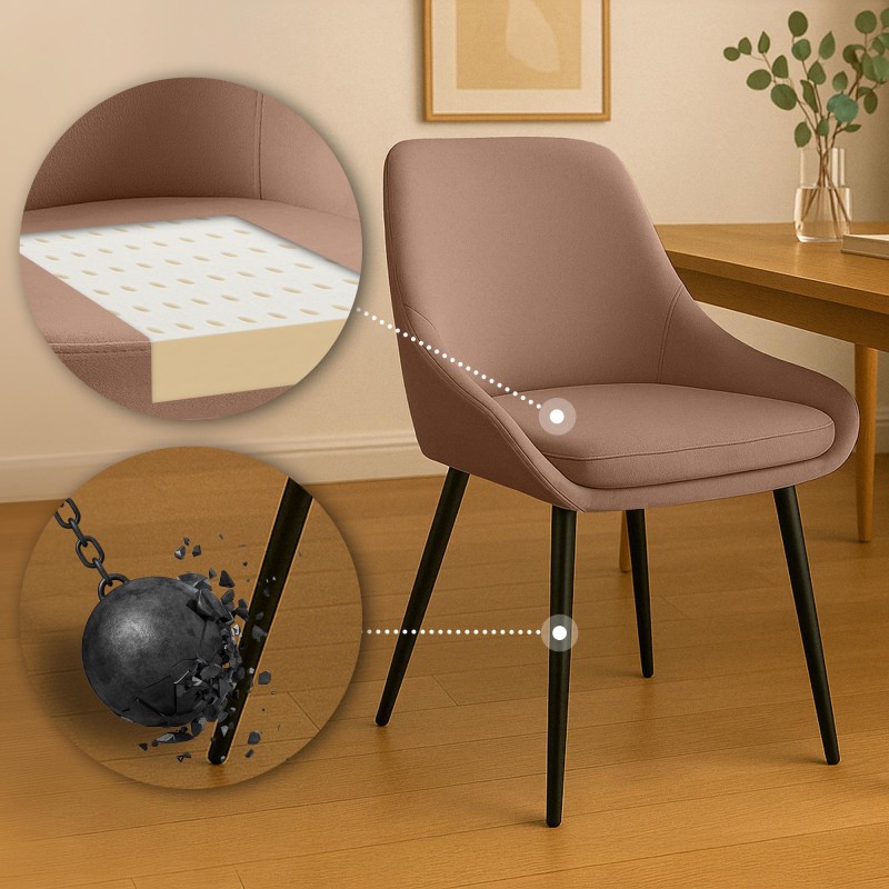 Juego de 2 sillas de comedor Elmira en terciopelo negro y marrón
