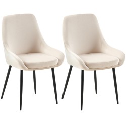Juego de 2 sillas de comedor Elmira en terciopelo negro y crema