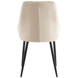 Juego de 2 sillas de comedor Elmira en terciopelo negro y crema