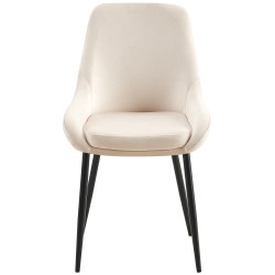 Juego de 2 sillas de comedor Elmira en terciopelo negro y crema