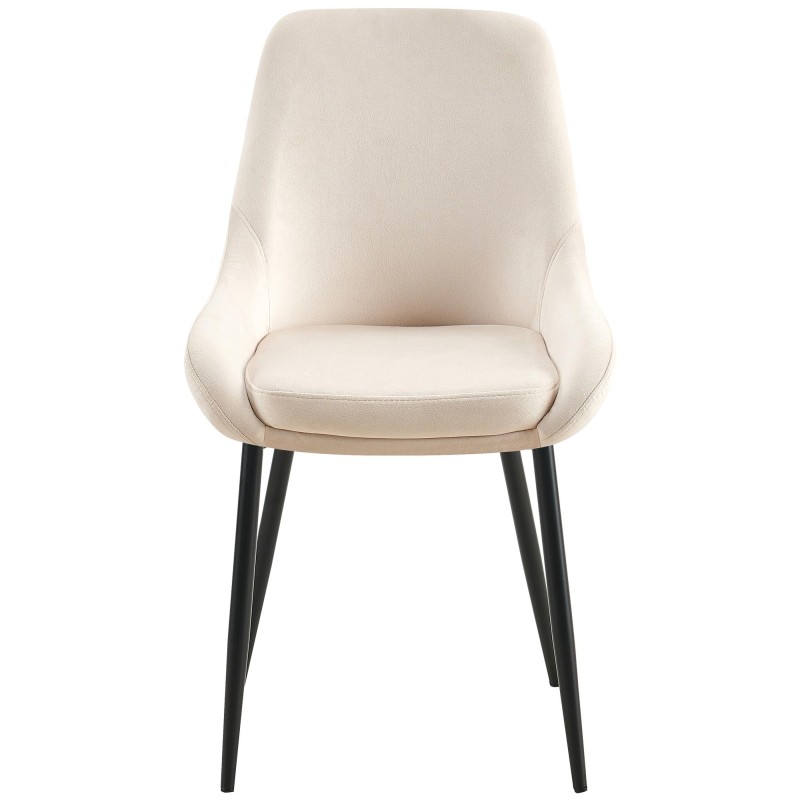 Juego de 2 sillas de comedor Elmira en terciopelo negro y crema