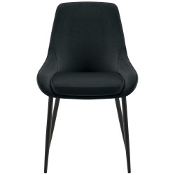Juego de 2 sillas de comedor Elmira en terciopelo negro