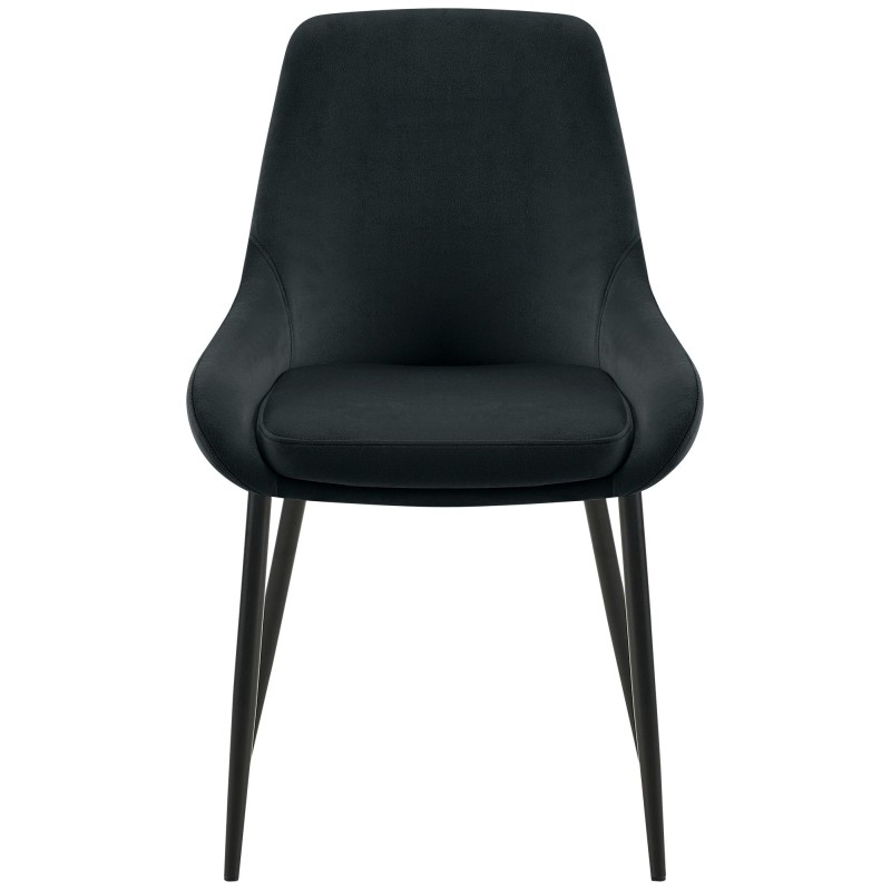 Juego de 2 sillas de comedor Elmira en terciopelo negro