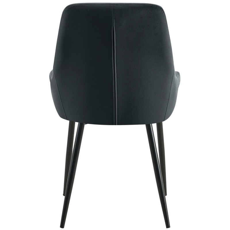 Juego de 2 sillas de comedor Elmira en terciopelo negro