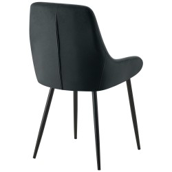 Juego de 2 sillas de comedor Elmira en terciopelo negro