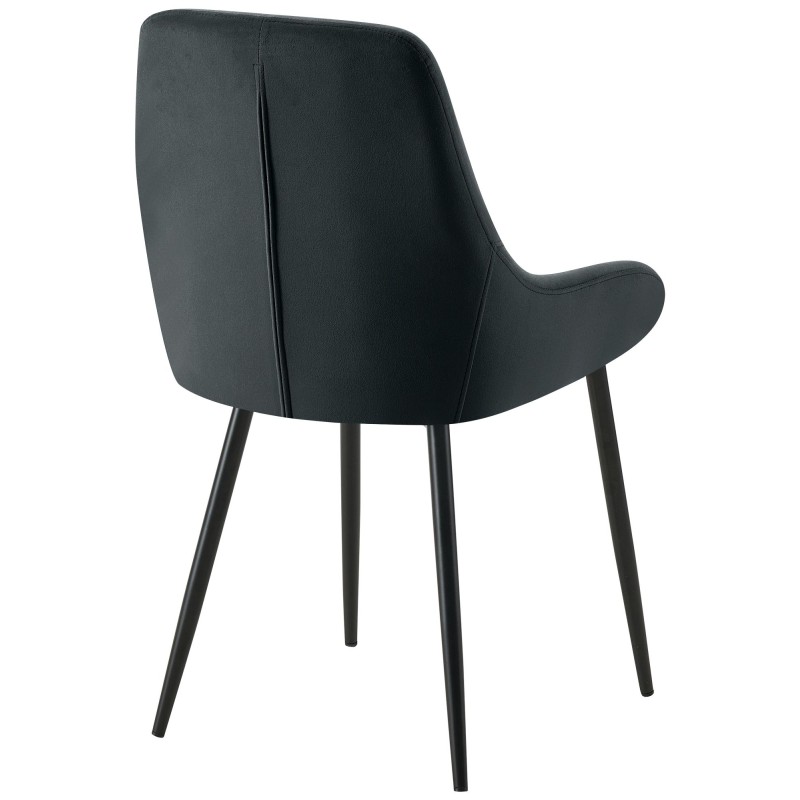 Juego de 2 sillas de comedor Elmira en terciopelo negro