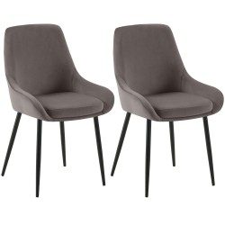 Juego de 2 sillas de comedor Elmira en terciopelo negro antracita