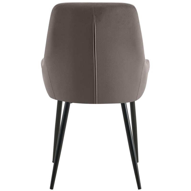 Juego de 2 sillas de comedor Elmira en terciopelo negro antracita
