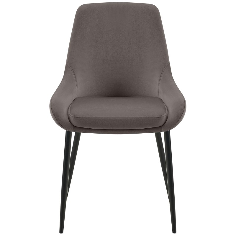 Juego de 2 sillas de comedor Elmira en terciopelo negro antracita