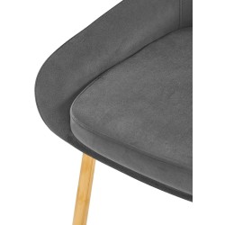 Juego de 2 sillas de comedor Elmira en terciopelo gris oscuro y dorado