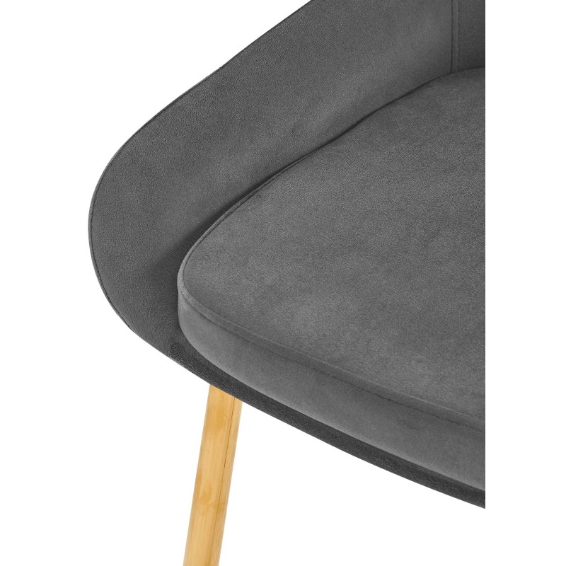 Juego de 2 sillas de comedor Elmira en terciopelo gris oscuro y dorado