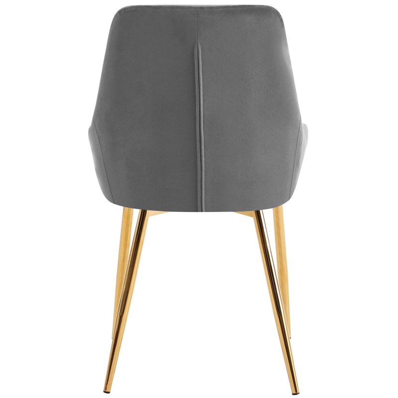 Juego de 2 sillas de comedor Elmira en terciopelo gris oscuro y dorado