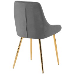 Juego de 2 sillas de comedor Elmira en terciopelo gris oscuro y dorado