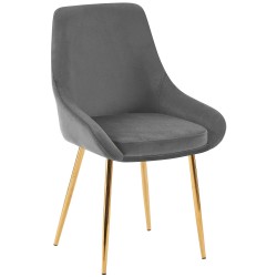 Juego de 2 sillas de comedor Elmira en terciopelo gris oscuro y dorado