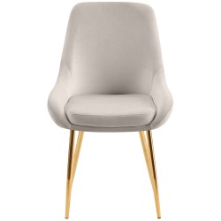 Juego de 2 sillas de comedor Elmira en terciopelo gris dorado