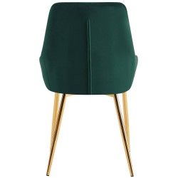 Juego de 2 sillas de comedor Elmira en terciopelo verde dorado
