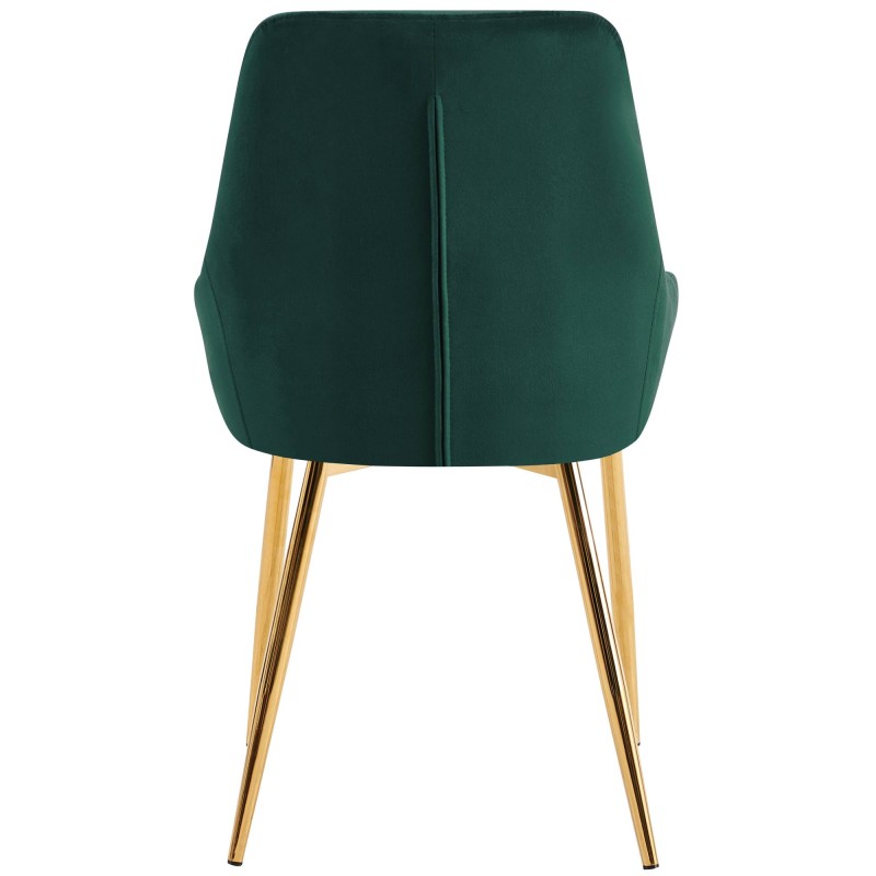 Juego de 2 sillas de comedor Elmira en terciopelo verde dorado