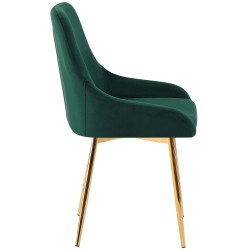 Juego de 2 sillas de comedor Elmira en terciopelo verde dorado