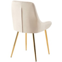 Juego de 2 sillas de comedor Elmira en terciopelo color crema y dorado.