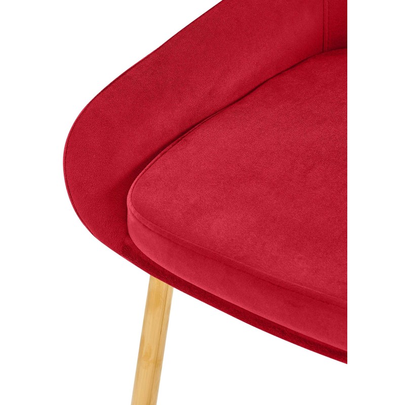 Juego de 2 sillas de comedor Elmira en terciopelo rojo dorado