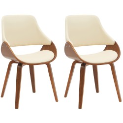 Juego de 2 sillas de comedor Vangale en nogal/crema