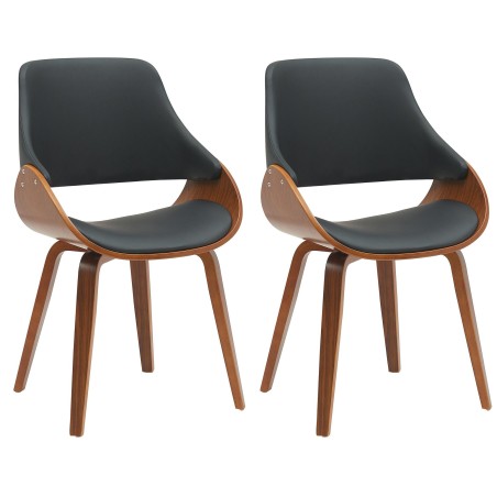Juego de 2 sillas de comedor Vangale, nogal/negro