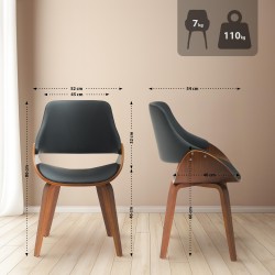 Juego de 2 sillas de comedor Vangale, nogal/negro
