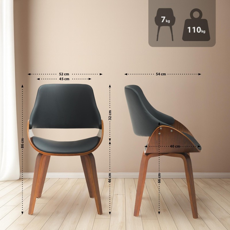 Juego de 2 sillas de comedor Vangale, nogal/negro