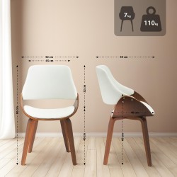 Juego de 2 sillas de comedor Vangale, nogal/blanco